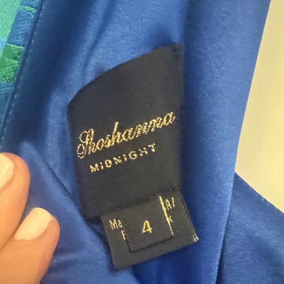 Shoshanna Vibrant Blue and Green One-Shoulder Dress - Picture 3 of 6